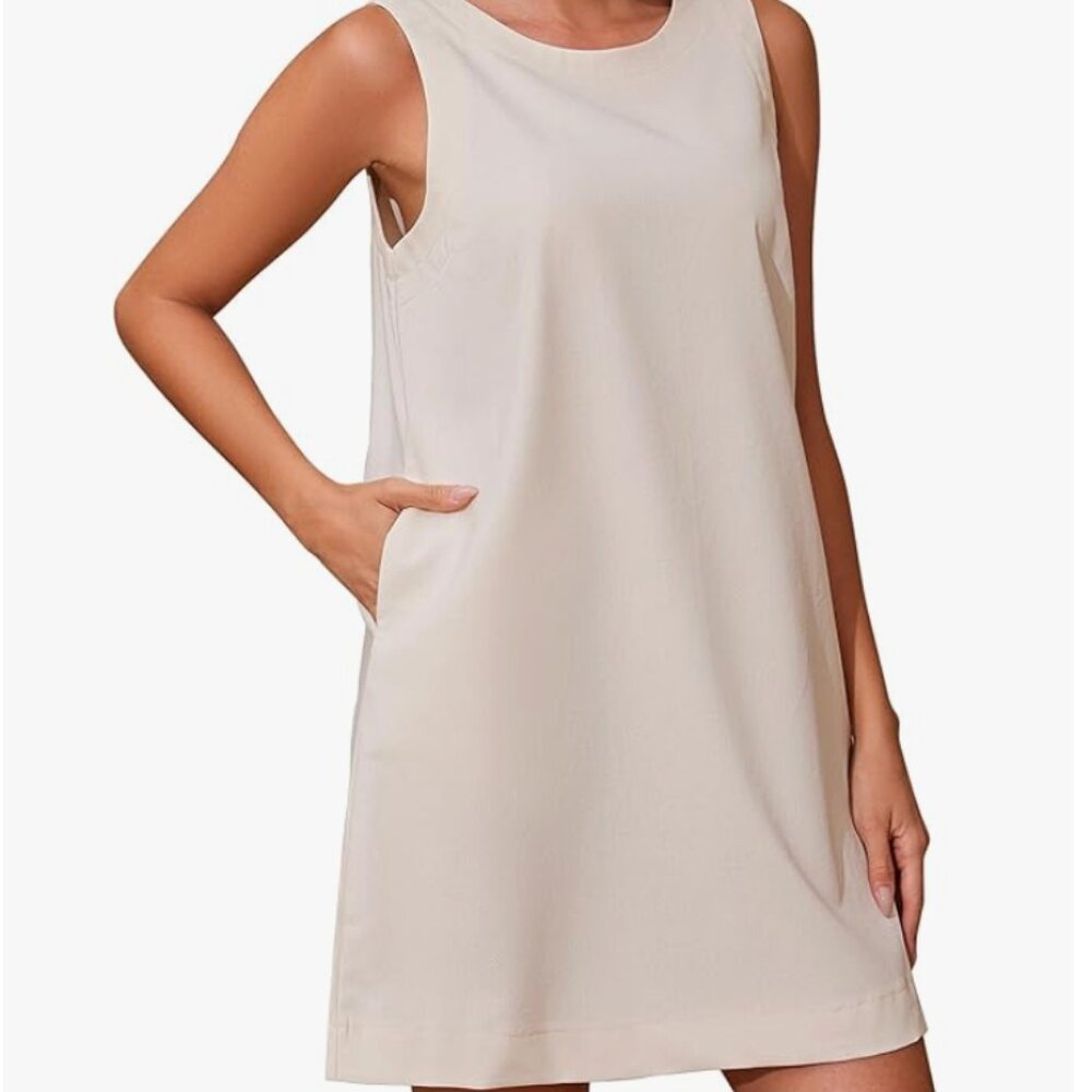 Women Casual Sleeveless Open Back Mini Shift Dress